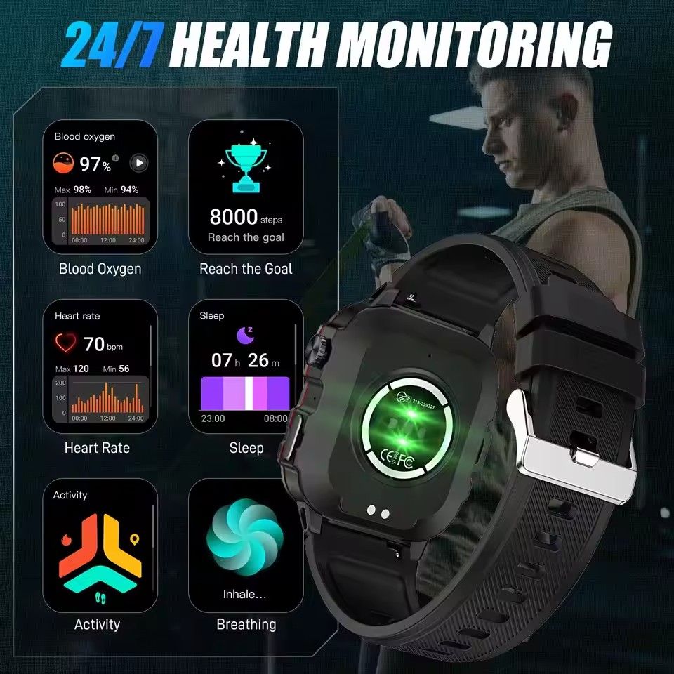 TIMACK New Military GPS Smart Watch Men Flashlight Waterproof Outdoor Sport Tracker Bluetooth Call Smartwatch
