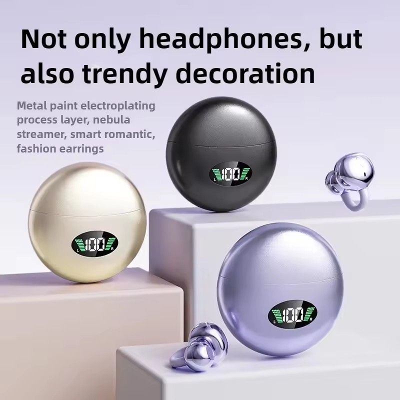 TIMACK New Bone Conduction Wireless Earbuds Bluetooth Earphone Clip-on High Sound Quality Earpods Led Display Headphones Music Sports Headset