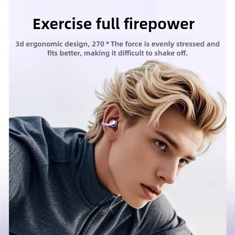 TIMACK New Bone Conduction Wireless Earbuds Bluetooth Earphone Clip-on High Sound Quality Earpods Led Display Headphones Music Sports Headset