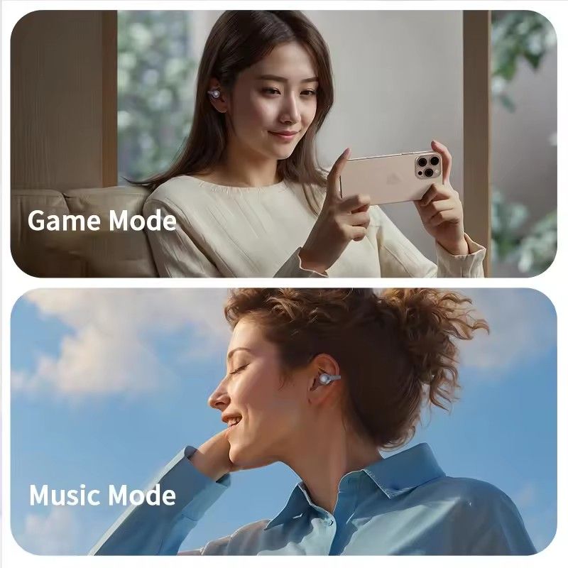 TIMACK New Bone Conduction Wireless Earbuds Bluetooth Earphone Clip-on High Sound Quality Earpods Led Display Headphones Music Sports Headset