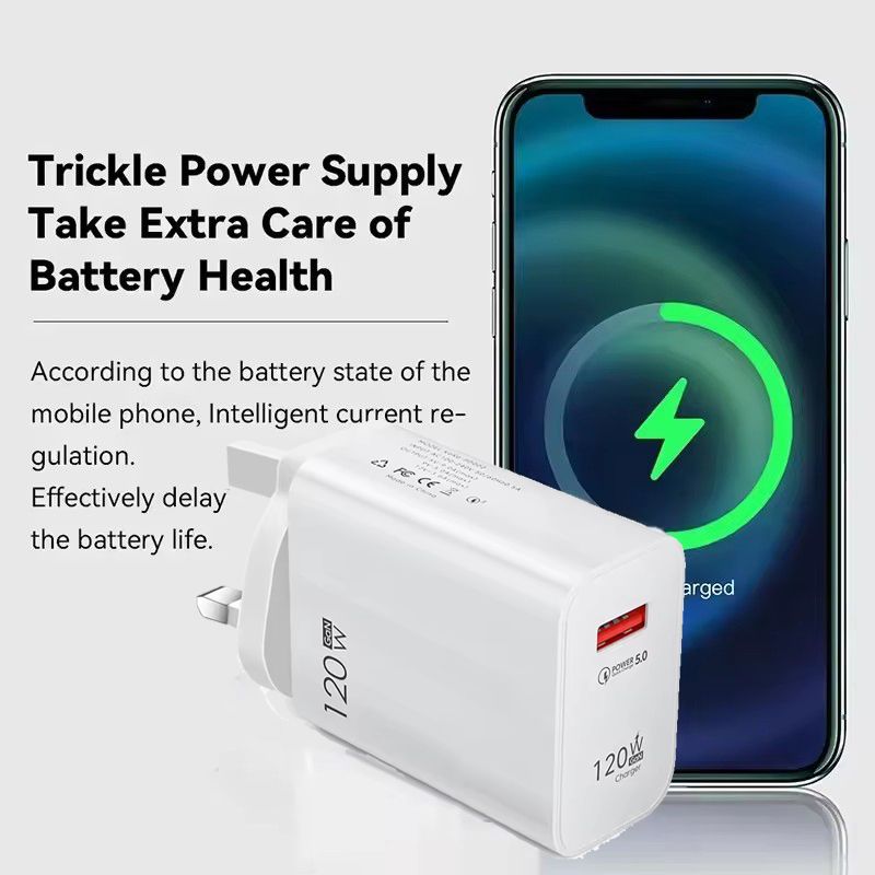 【Free Gift】GreatMall® 120W Ultra Fast Charger QC 5.0 UK Plug 6A Type C Cable For IPhone Pro Max Samsung Rapid Charging Adapter