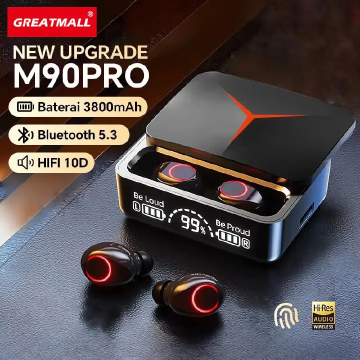 GreatMall® TWS M90 Pro Wireless Earbuds Gaming Bluetooth Earphone Sport Earpods Music Headsets For Iphone Xiaomi