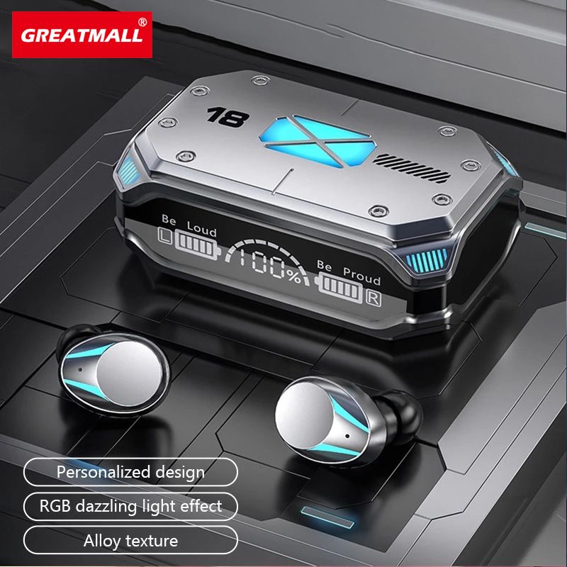 GreatMall® M41 Bluetooth Earphone Wireless Earbuds Smart Touch Digital Display Stereo Earpods With Colour Light Magnetic Suction Headset