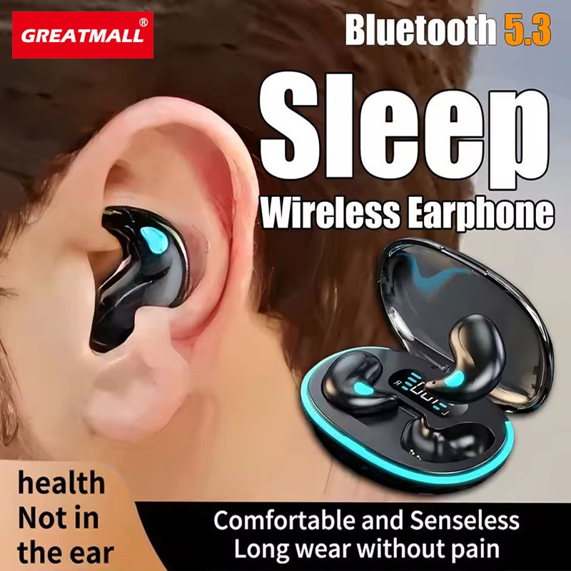 GreatMall® X55 Sleeping Earbuds Wireless Mini Headphones For Work TWS Bluetooth Earphone Stereo Hidden Headsets with Mic HD Call Sport Earpods