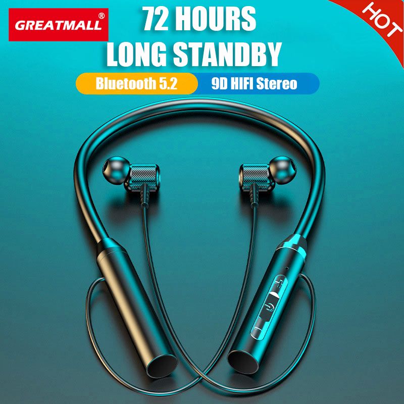 GreatMall® G01 Wireless Bluetooth Earphones TWS 9D Stereo Surround Headphone Magnetic Sport Neckband Headset Neck-hanging Earbuds with Mic