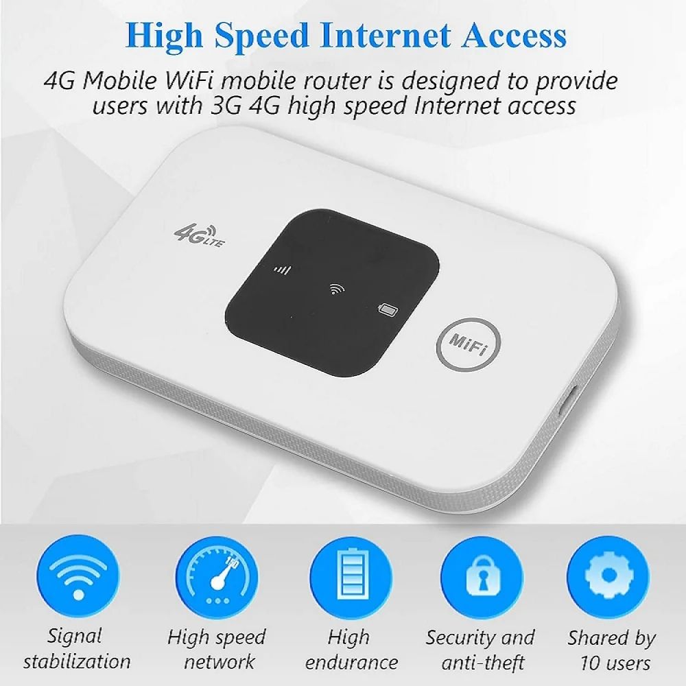 GreatMall® 4G Lte Router Wireless Wifi 2100mAh Mobile Hotspot with SIM Card Slot Hotspot Pocket WIFI 150mbps For Outdoor Home Office Travel portable WiFi