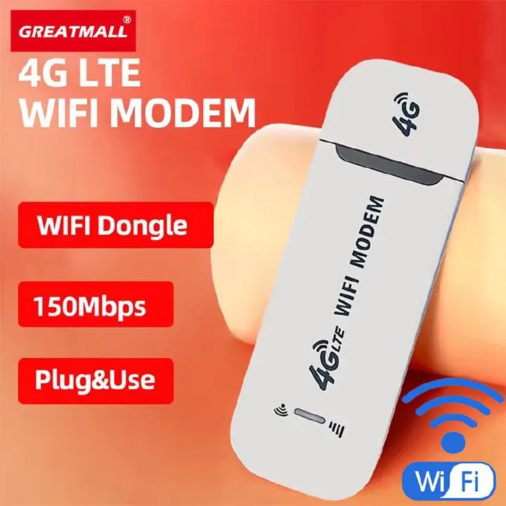 GreatMall® 4G LTE USB Modem Dongle 150Mbps Wireless WiFi Mobile Router SIM Card Network Card Pocket WiFi Hotspot Router for Home Office