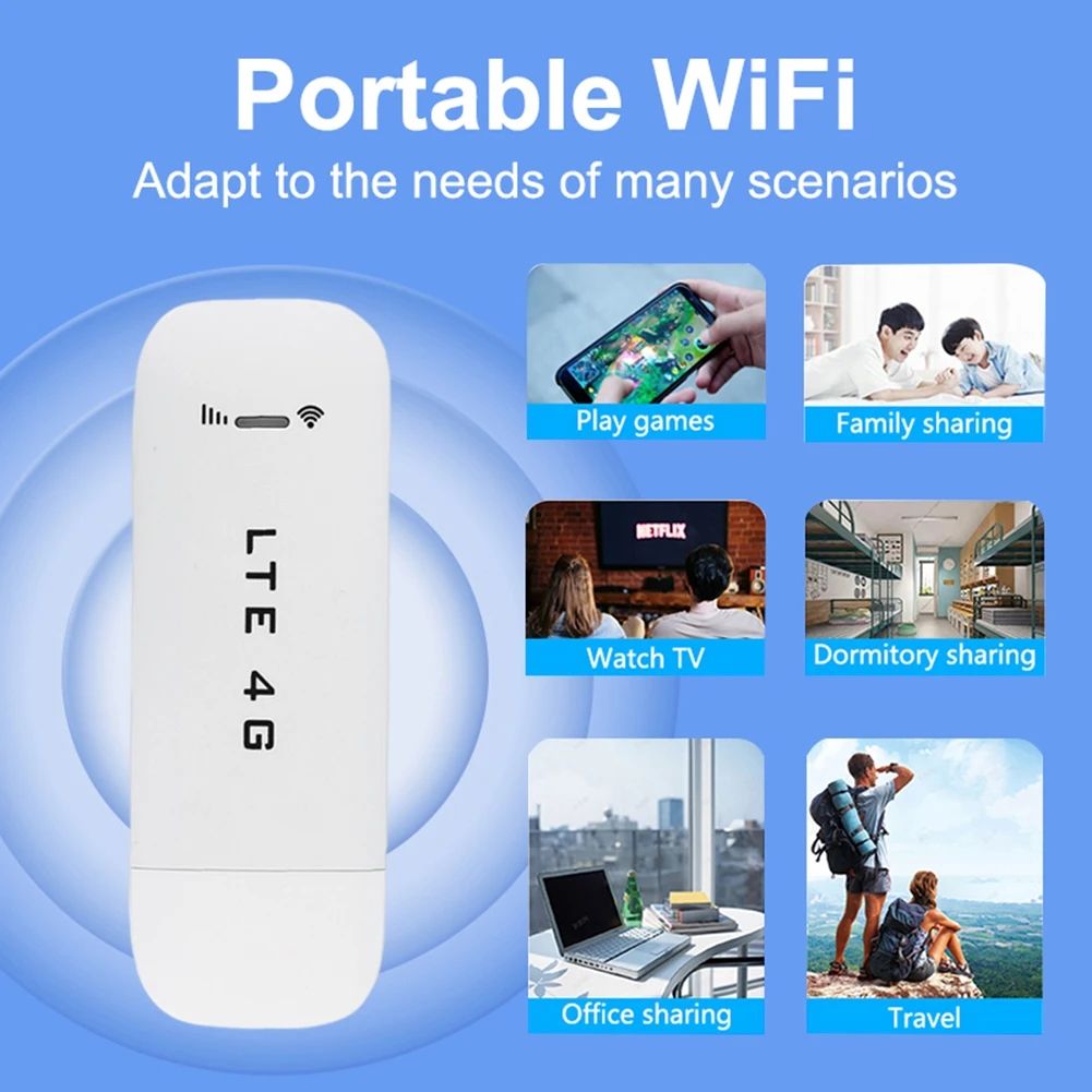 GreatMall® 4G LTE USB Modem Dongle 150Mbps Wireless WiFi Mobile Router SIM Card Network Card Pocket WiFi Hotspot Router for Home Office