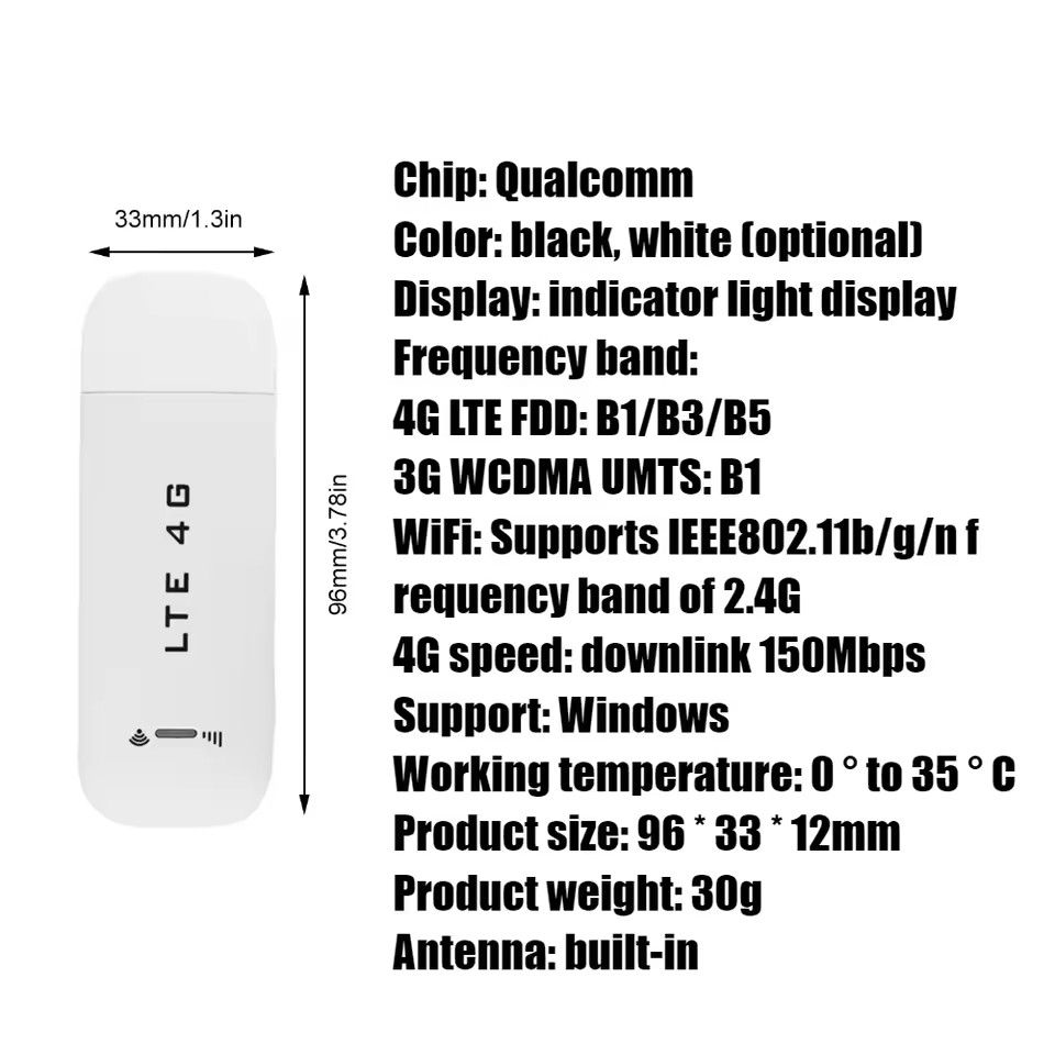 GreatMall® 4G LTE USB Modem Dongle 150Mbps Wireless WiFi Mobile Router SIM Card Network Card Pocket WiFi Hotspot Router for Home Office