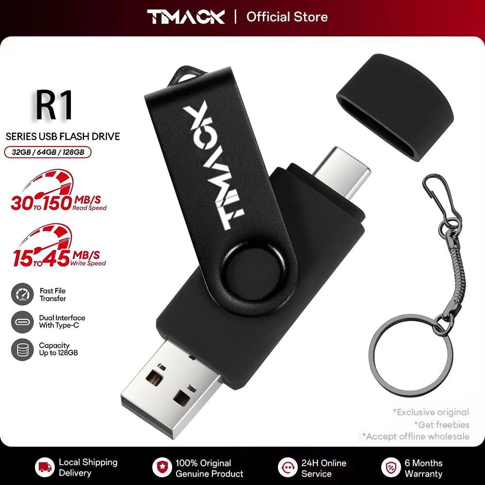 【FREE GIFT】TIMACK® 128GB USB 3.0 Metal OTG 2 IN 1 Type C Flash Drive 64GB Pen Drive 16GB Pendrive Disk On Key USB Stick Memory Flash Disk Real Capacity Promotion