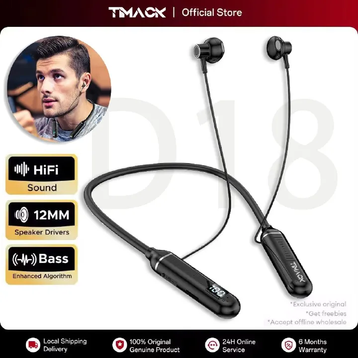 GreatMall® Wireless Earphones Bluetooth 5.3 Neckband Headphones Gaming LED Display HIFI Headset Sports TWS Earbuds With Mic TF Card