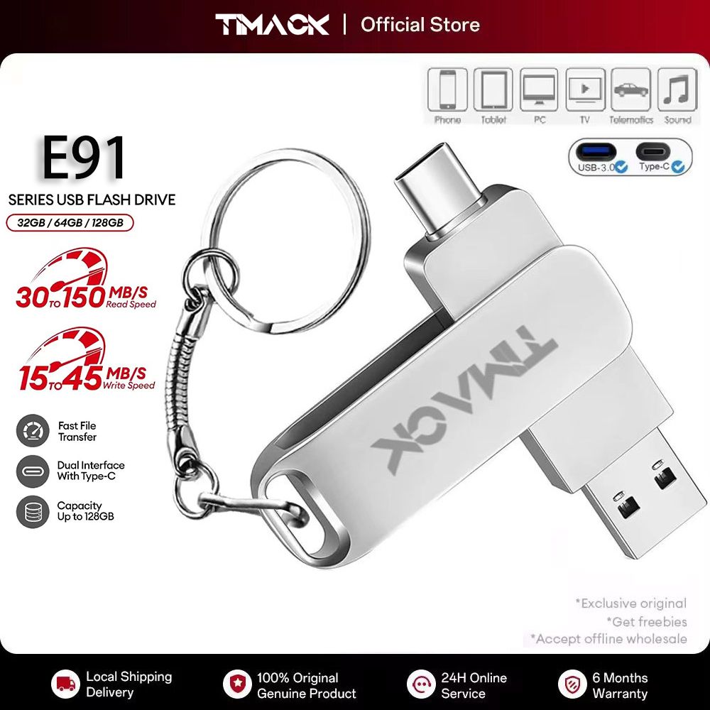 【FREE GIFT】TIMACK 2 in1 OTG Metal USB 3.0 Disk 32GB/64GB/128GB Type-C/USB 3.0 USB Flash Drives Memory Flash Disks Data Storage