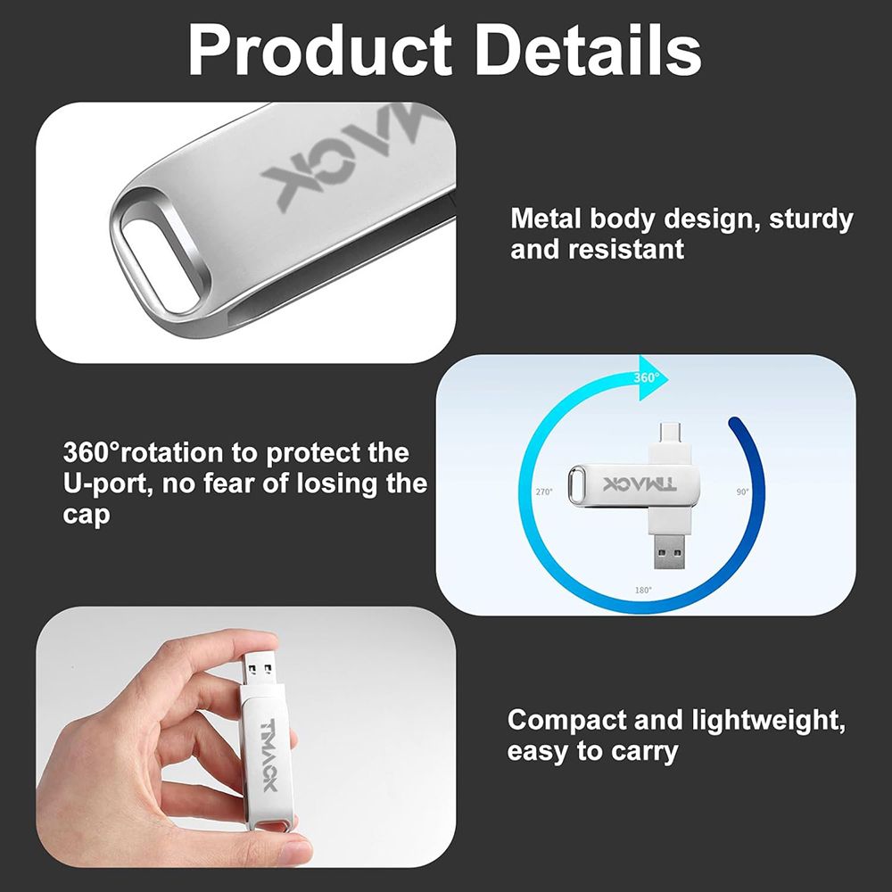 【FREE GIFT】TIMACK 2 in1 OTG Metal USB 3.0 Disk 32GB/64GB/128GB Type-C/USB 3.0 USB Flash Drives Memory Flash Disks Data Storage