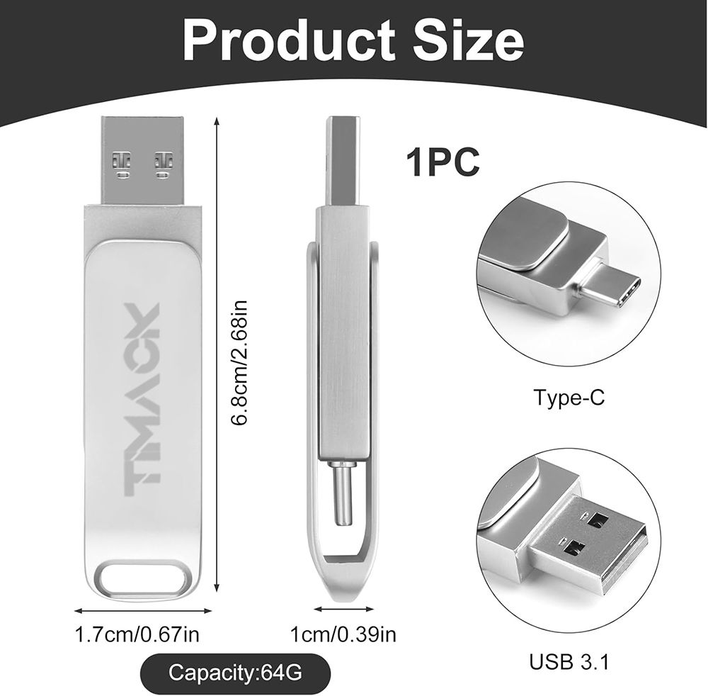 【FREE GIFT】TIMACK 2 in1 OTG Metal USB 3.0 Disk 32GB/64GB/128GB Type-C/USB 3.0 USB Flash Drives Memory Flash Disks Data Storage
