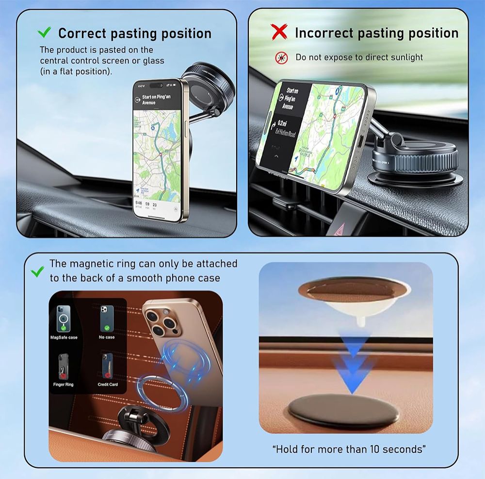 TIMACK Car Phone Magnetic Stand Mechanical Vacuum Suction Cup Rotate 360° Magnetic Adsorption Bracket Navigation Universal Holder