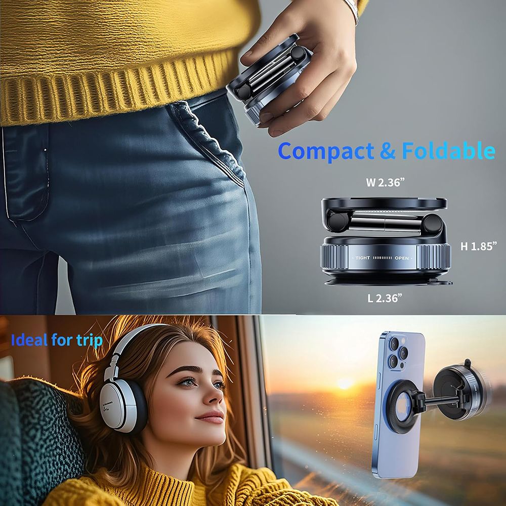 TIMACK Car Phone Magnetic Stand Mechanical Vacuum Suction Cup Rotate 360° Magnetic Adsorption Bracket Navigation Universal Holder