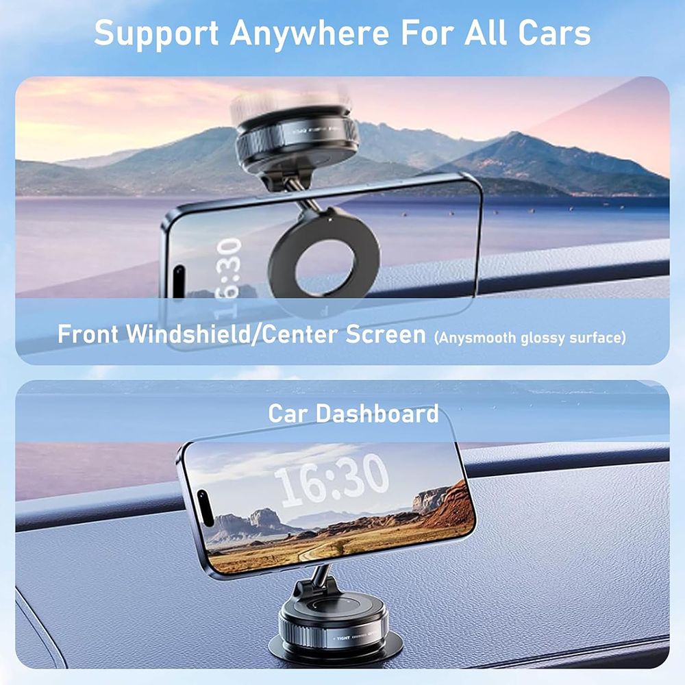 TIMACK Car Phone Magnetic Stand Mechanical Vacuum Suction Cup Rotate 360° Magnetic Adsorption Bracket Navigation Universal Holder