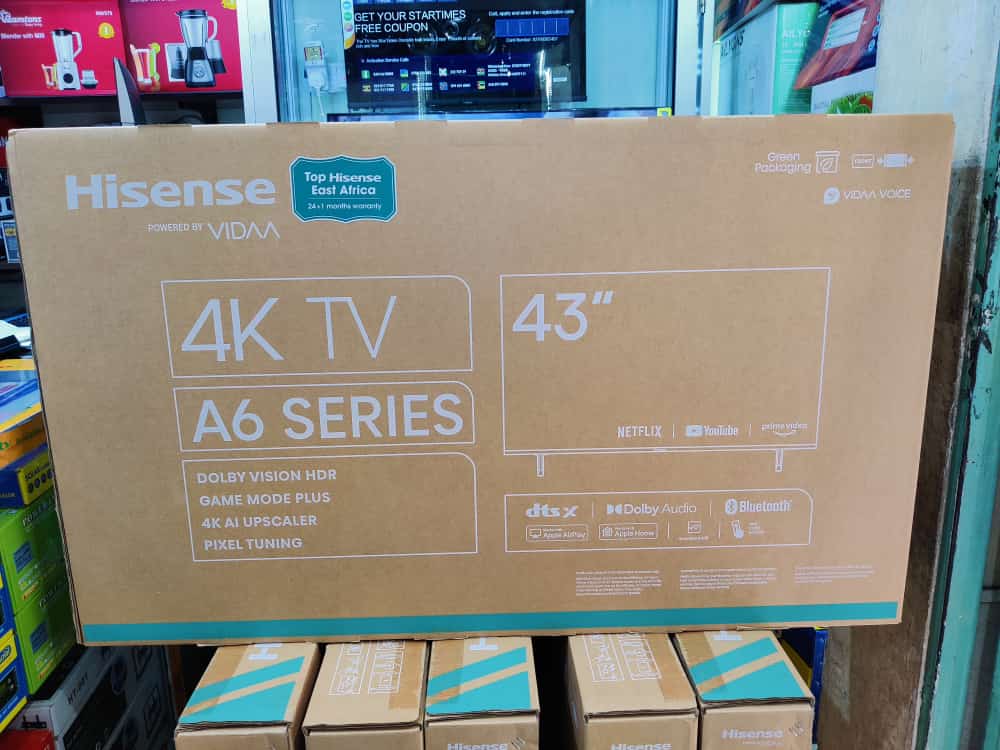 Hisense 43A6K- 43" Inch FRAMELESS SMART TV,BLUETOOTH-ENABLED,4K ULTRA HD TV,NETFLIX,YOUTUBE+2 YEARS WARRANTY+FREE WALL BRACKET+TV GUARD