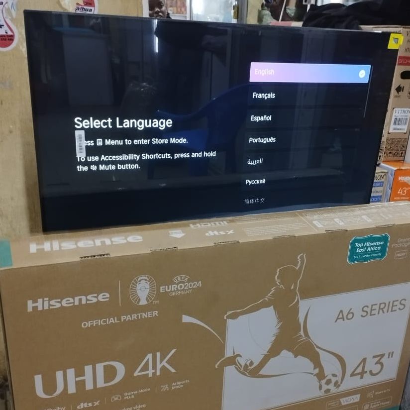 Hisense 43A6K- 43" Inch FRAMELESS SMART TV,BLUETOOTH-ENABLED,4K ULTRA HD TV,NETFLIX,YOUTUBE+2 YEARS WARRANTY+FREE WALL BRACKET+TV GUARD