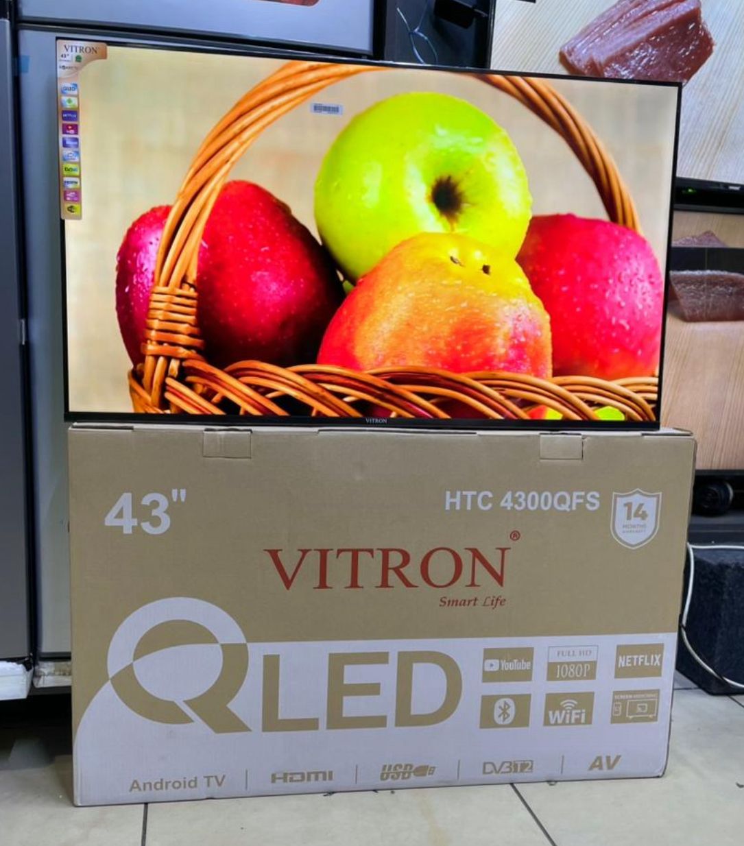 Vitron HTC4300QFS QLED 43"inch TV, BLUETOOTH ENABLED FULL HD Frameless Smart/Android & DIGITAL TELEVISION,WIFI CONNECTIVITY, Inbuilt Decoder for Local Channels/Netflix Youtube App Store,and free gifts