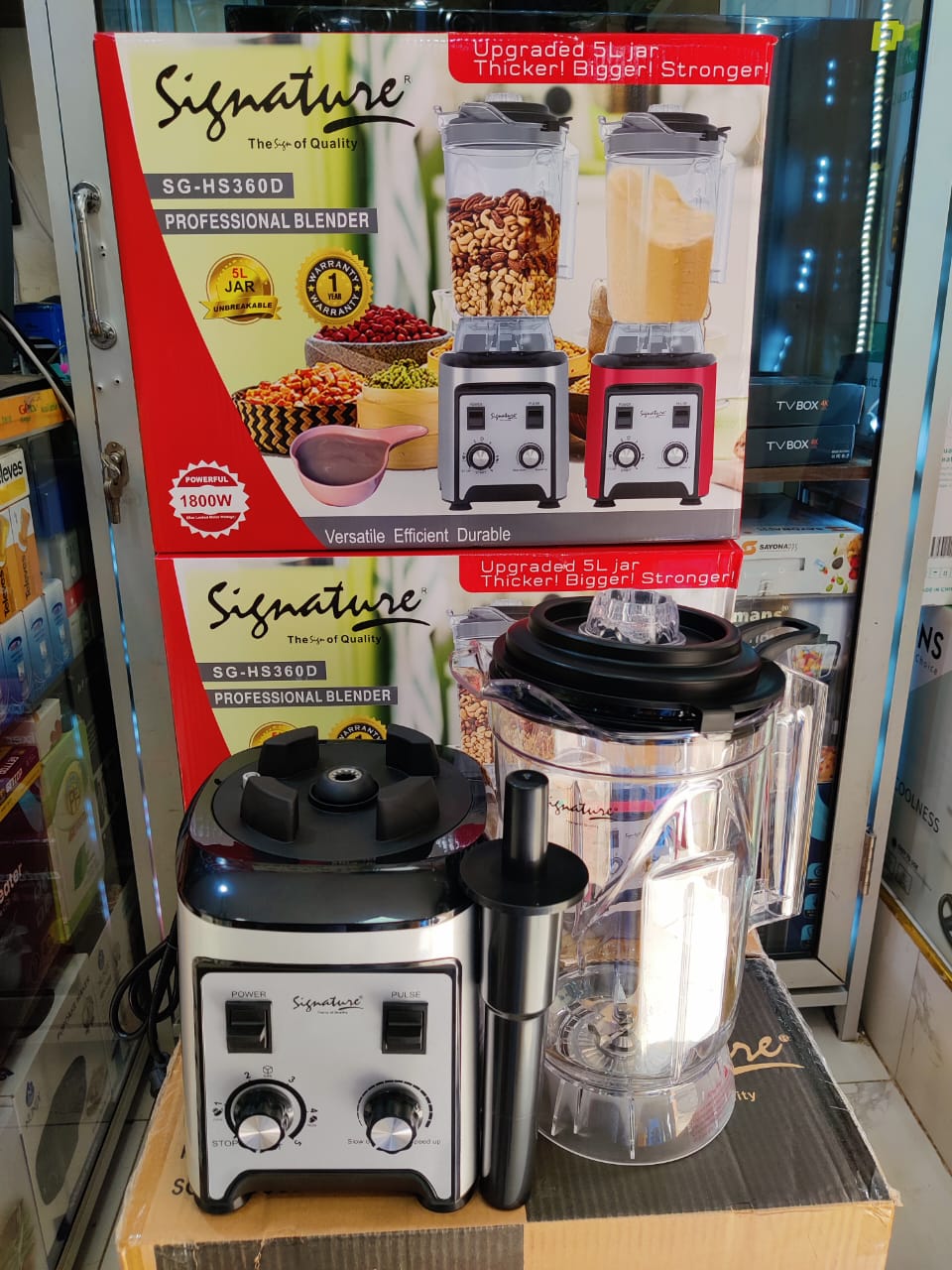 Signature Heavy duty 5.0L Commercial Blender for Smoothies 1800W, Stainless Steel Blade, Heavy-Duty Commercial Blender for Restaurant, Smoothies, Ice Crush, Shakes, and uji power Self-Cleaning