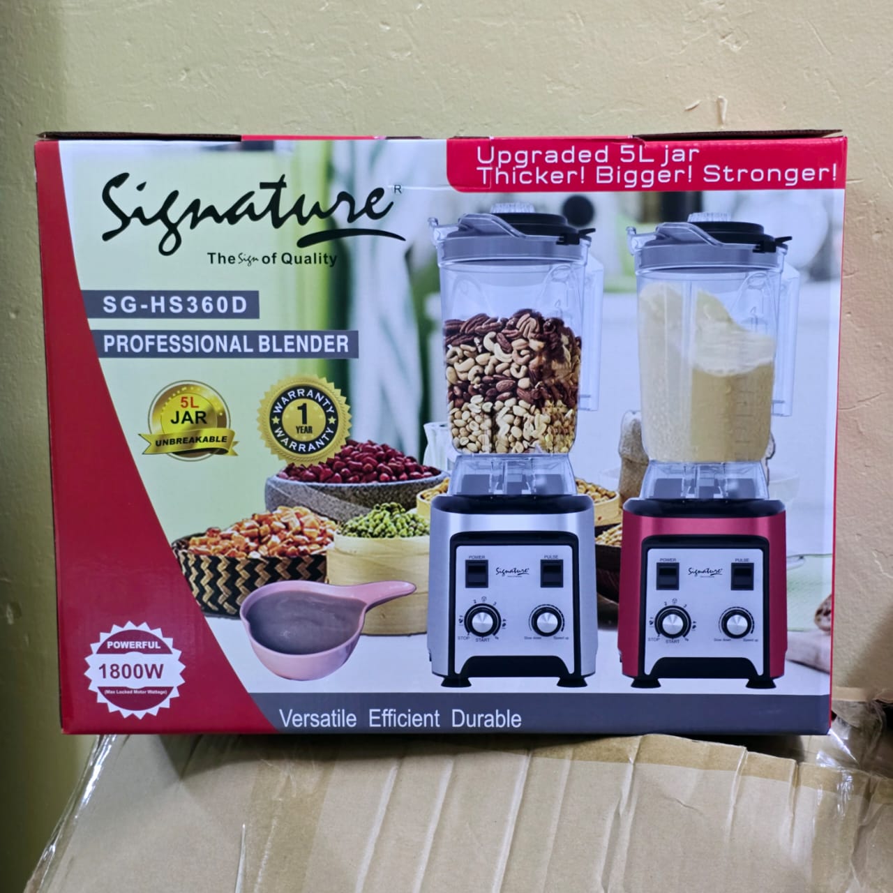 Signature Heavy duty 5.0L Commercial Blender for Smoothies 1800W, Stainless Steel Blade, Heavy-Duty Commercial Blender for Restaurant, Smoothies, Ice Crush, Shakes, and uji power Self-Cleaning