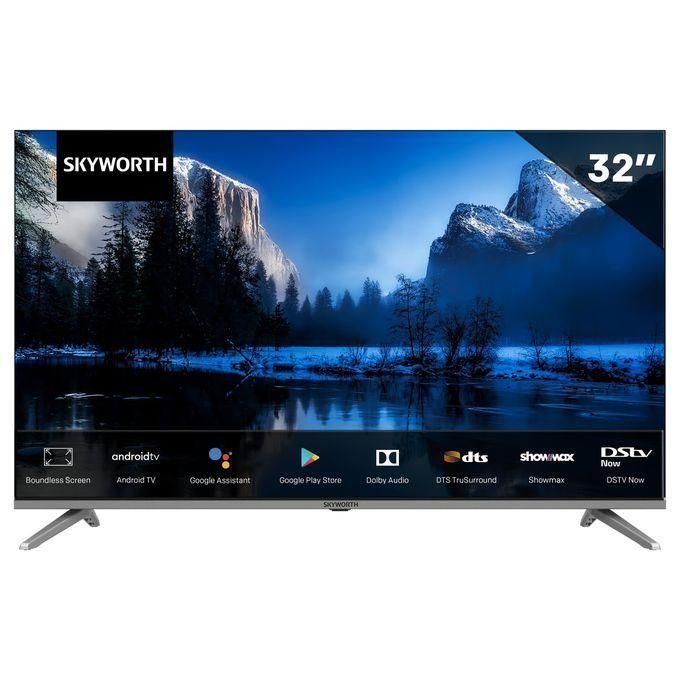 Skyworth 32"inch Frameless Television, Smart Android AI Google TV, App Store, Bluetooth Connectivity, Wi-Fi Connectivity (1 Year Warranty) + Free Bracket+Extension