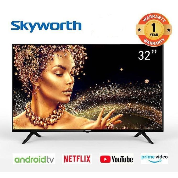 Skyworth 32"inch Frameless Television, Smart Android AI Google TV, App Store, Bluetooth Connectivity, Wi-Fi Connectivity (1 Year Warranty) + Free Bracket+Extension