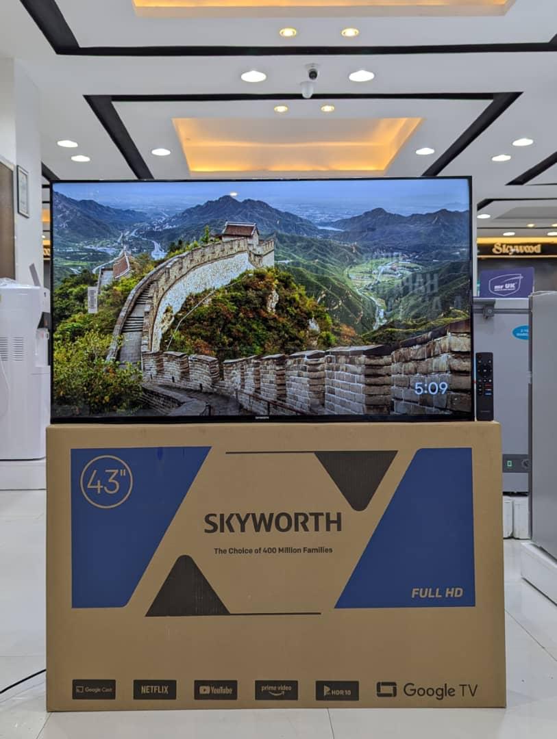 Skyworth 43''inch Frameless Smart Android AI TV Bluetooth Enabled Netflix Youtube I-cast Prime VIdeo Google Play Assistant Television Inbuilt Decoder Built-in Wi-FI +FREE TV GUARD+BRACKET+EXTENSION