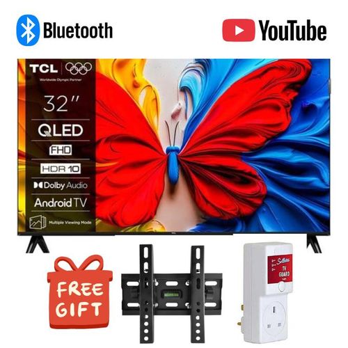 TCL 32S5K – 32" QLED Full HD Smart Google TV – HDR10, Dolby Audio, Frameless Design+ Free Gifts(TV Guard +wall mount)