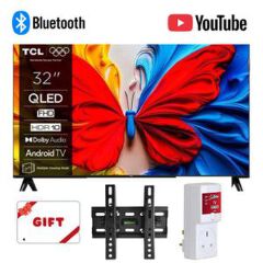 TCL 32S5K – 32" QLED Full HD Smart Google TV – HDR10, Dolby Audio, Frameless Design+ Free Gifts(TV Guard +wall mount)