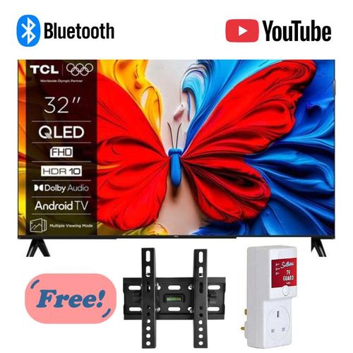 TCL 32S5K – 32" QLED Full HD Smart Google TV – HDR10, Dolby Audio, Frameless Design+ Free Gifts(TV Guard +wall mount)