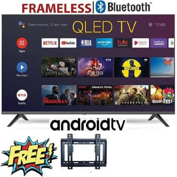 Vitron HTC3288QS,32"inch QLED TV Frameless BLUEOOTH ENABLED Television Smart Android TV and Digital TV, Netflix, YouTube, WIFI Connectivity (1 YEAR WARRANTY)+ FREE WALL BRACKET