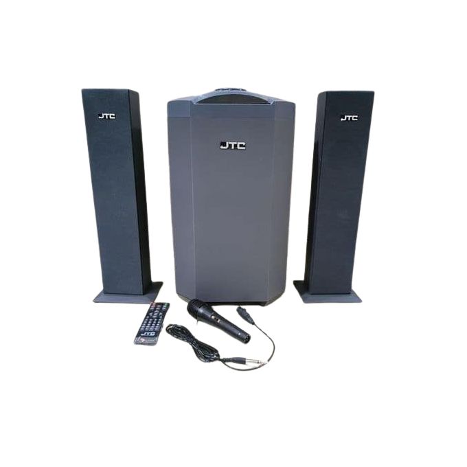 CLEARANCE DEAL!!!!!! JTC MTUNGI 2.1CH HOMETHEATRE-BT/FM/USB-12,000W-SYSTEM.MODEL NO;JTC J-801 Pro.
COMES WITH A MICROPHONE AND SATELLITE CABLE DEEP BASS