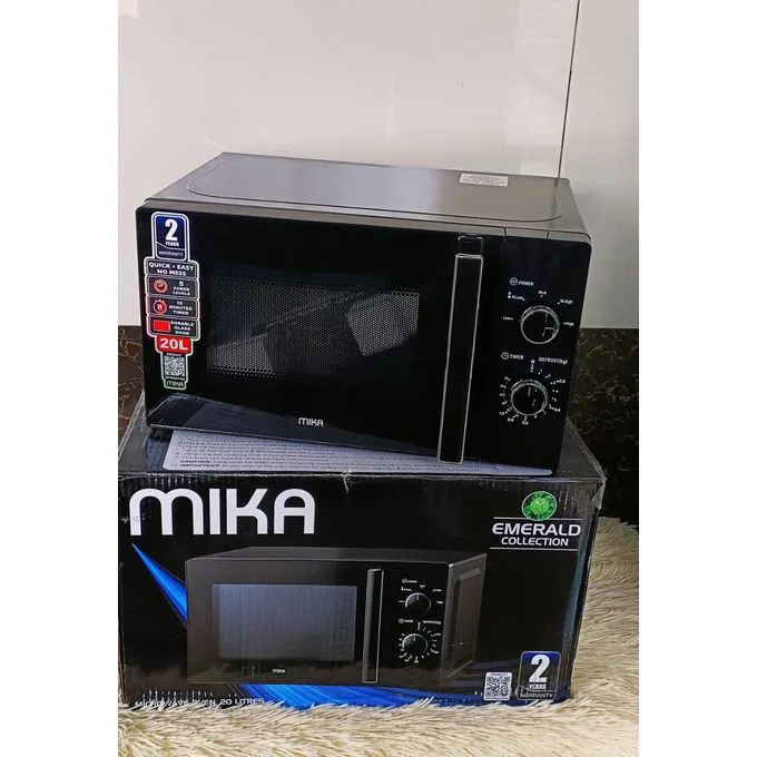 Mika Solo Microwave Oven, 20 Litres Capacity, 700wOutput, Featuring Easy-to-Use Manual Dial Controls, 5 Power Levels, and a Defrost Function (Model: MMWMSKH2012B / Black)