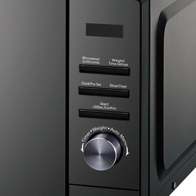 Mika Solo Microwave Oven, 20 Litres Capacity, 700wOutput, Featuring Easy-to-Use Manual Dial Controls, 5 Power Levels, and a Defrost Function (Model: MMWMSKH2012B / Black)