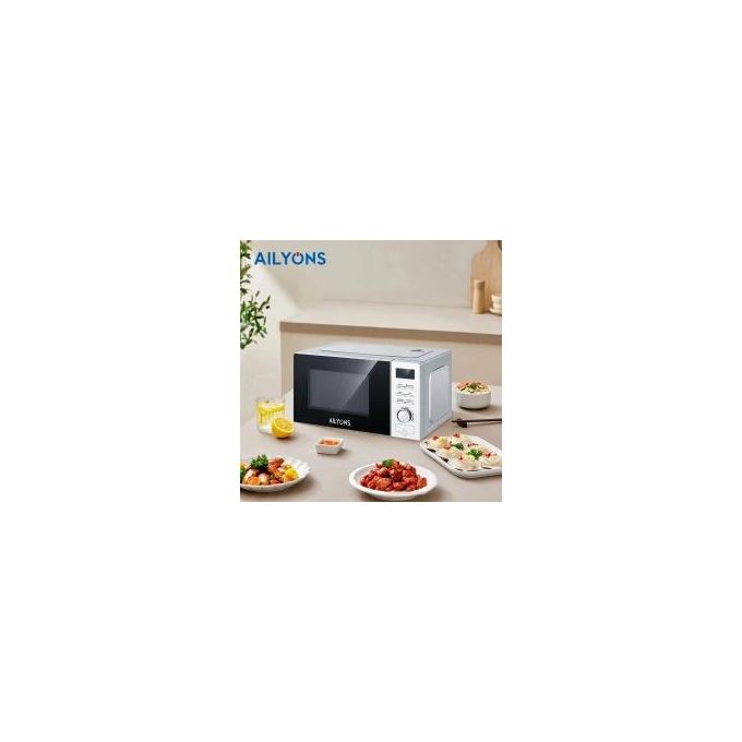 🔥🍽️ AILYONS 1100W Electric Microwave Oven — Silver LM-2004 | Powerful, Stylish & Backed by 12-Month Warranty! ✨📦