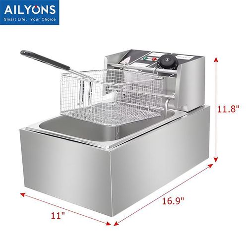 AILYONS EH81, 6 Litres Stainless Steel Tank Electric Deep Fryer, Commercial & Home Use, Chips/Chicken/Mandazi (1YR WRTY)