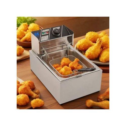 Nunix 6 LITRES STAINLESS STEEL 6L SINGLE TANK Energy Efficient Double Electric Chips, Chicken or MANDAZIS Deep Fryer Machine