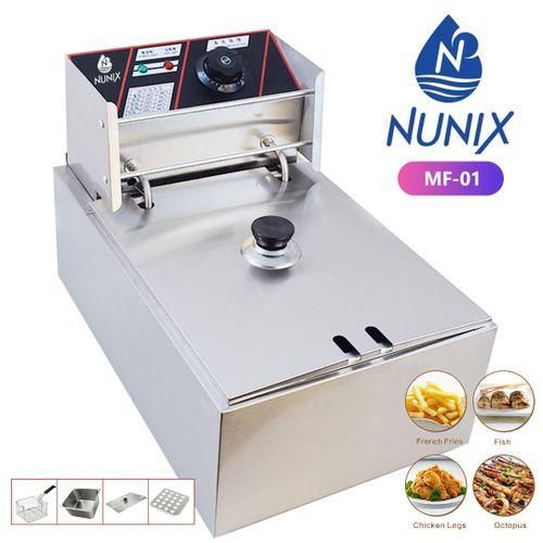 Nunix 6 LITRES STAINLESS STEEL 6L SINGLE TANK Energy Efficient Double Electric Chips, Chicken or MANDAZIS Deep Fryer Machine