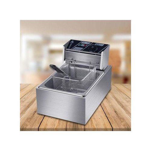 🍗ElectroMate 6 LITRES STAINLESS STEEL 6L SINGLE TANK Energy Efficient Double Electric Chips /Chicken /MANDAZIS Deep Fryer Machine