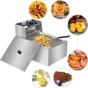 🍗ElectroMate 6 LITRES STAINLESS STEEL 6L SINGLE TANK Energy Efficient Double Electric Chips /Chicken /MANDAZIS Deep Fryer Machine