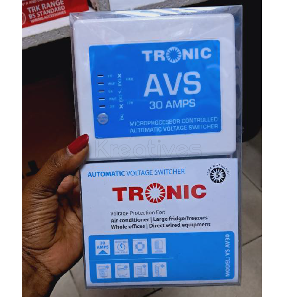 The Tronic AVS 30 Amps (AVS30) Surge Protector heavy-duty automatic voltage switcher__ designed to protect large appliances and entire circuits from unstable power.