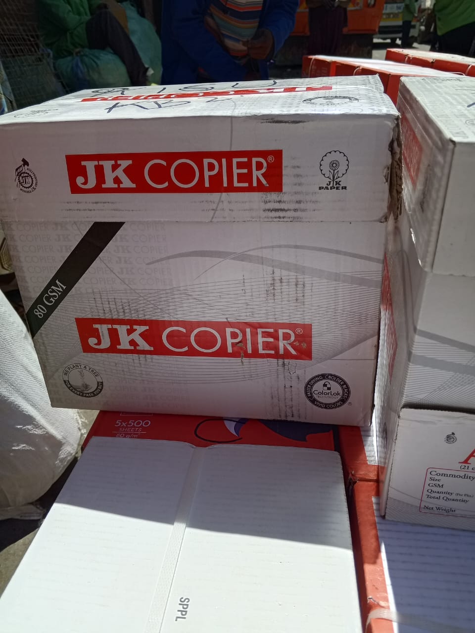 Jk Copier A4 Printing, Photocopy Papers 80GSM -(5 REAMS- ONE BOX) one carton of  5 ream papers  25000 sheets With free GIFT of Geometrical set