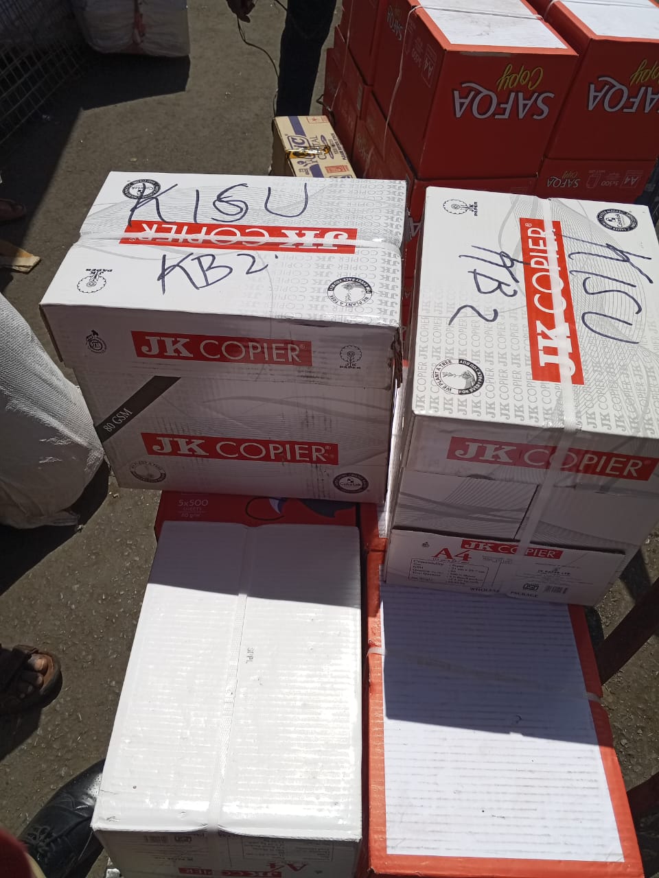 Jk Copier A4 Printing, Photocopy Papers 80GSM -(5 REAMS- ONE BOX) one carton of  5 ream papers  25000 sheets With free GIFT of Geometrical set