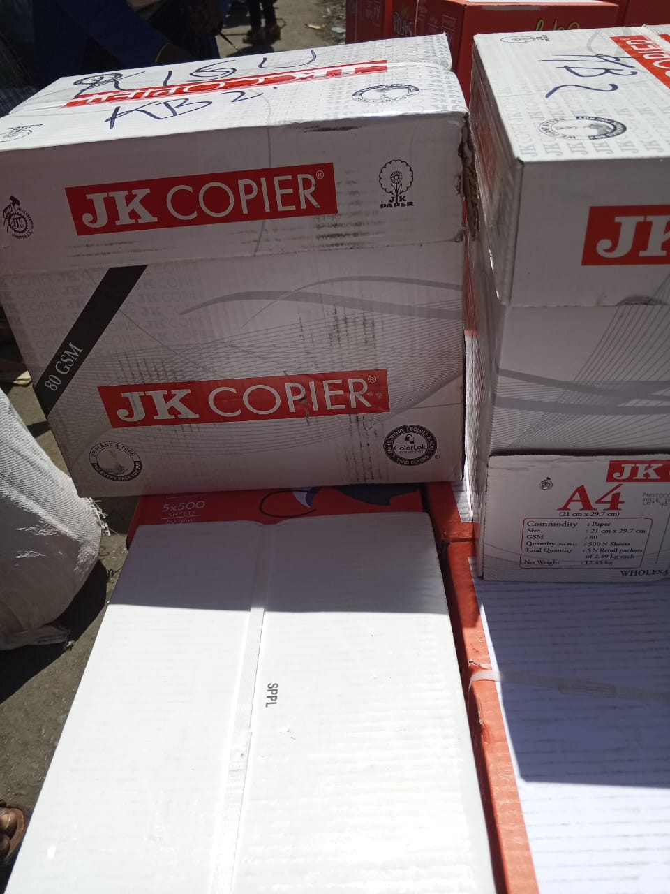 Jk Copier A4 Printing, Photocopy Papers 80GSM -(5 REAMS- ONE BOX) one carton of  5 ream papers  25000 sheets With free GIFT of Geometrical set