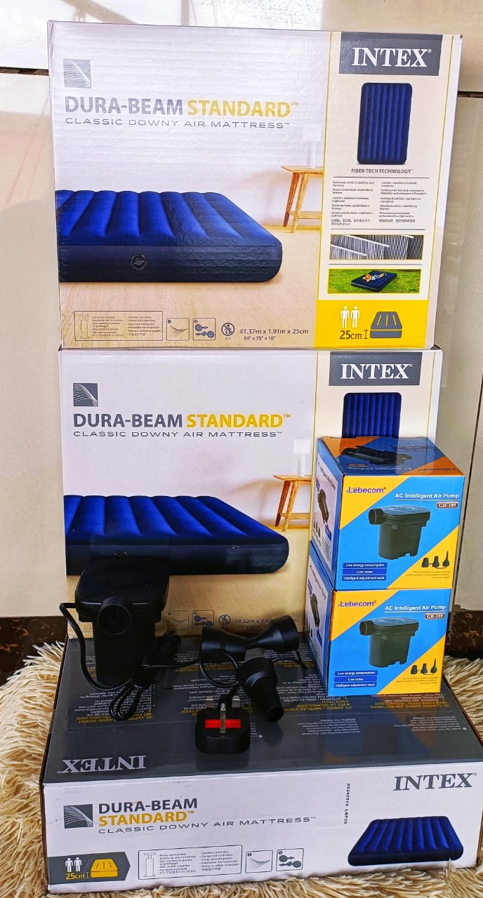 OFFER!! OFFER !!  🛏️ INTEX Inflatable Air Mattress 3*6/ 4x6/5x6/6x6 + FREE Electric Pump | Dura-Beam Fiber-Tech Technology