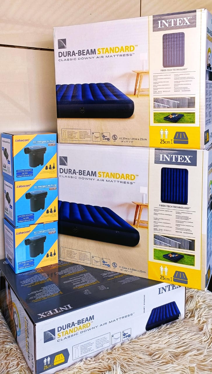 OFFER!! OFFER !!  🛏️ INTEX Inflatable Air Mattress 3*6/ 4x6/5x6/6x6 + FREE Electric Pump | Dura-Beam Fiber-Tech Technology