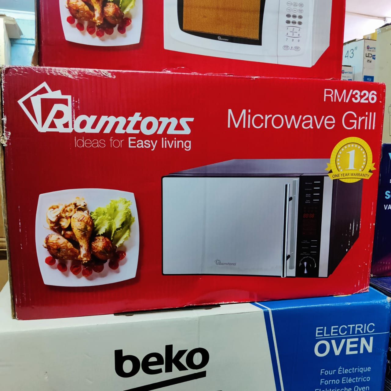 New Arrival Ramtons RM/326 Digital Microwave + Grill - 25litres, defrost, Digital control panel with knob and  8 auto menus