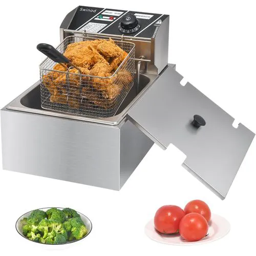 🍟Globalstar 6 LITRES STAINLESS STEEL 6L SINGLE TANK Energy Efficient Double Electric Chips /Chicken /MANDAZIS Deep Fryer Machine chips fryer 6L Single